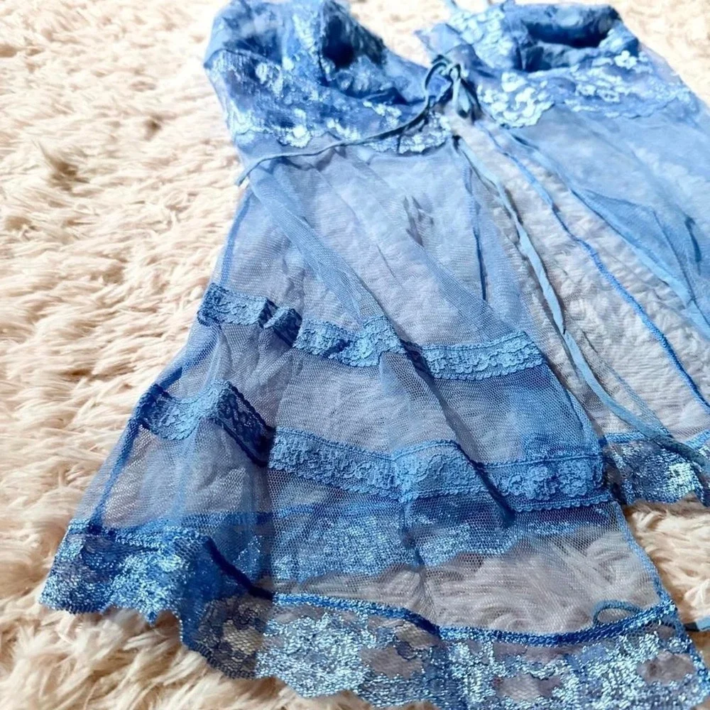 Whimsical Angel Core Coquette Twee Princess Sheer Tie Front Lingerie Womens XS
